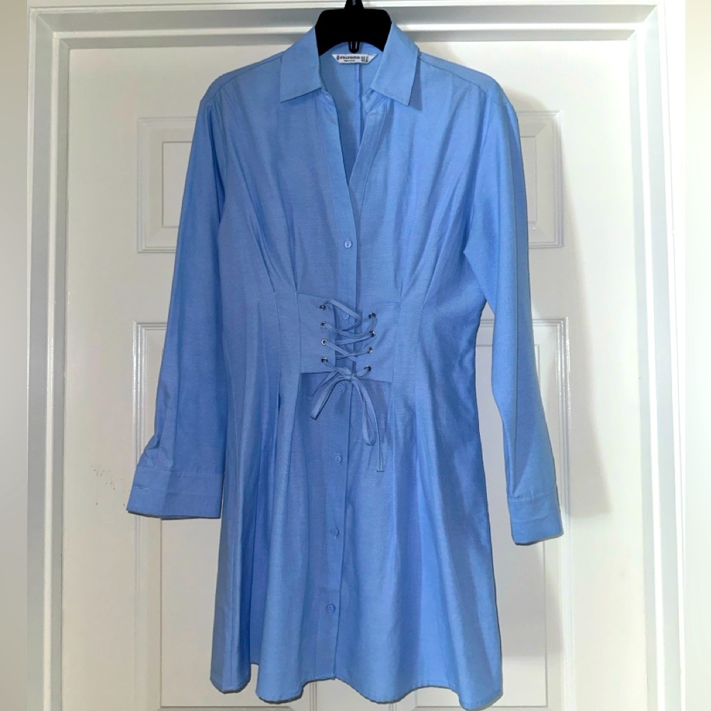 Stradivarius Women Short Light Blue Dress